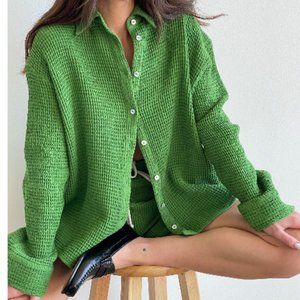 Donni. waffle button down - Sz Small